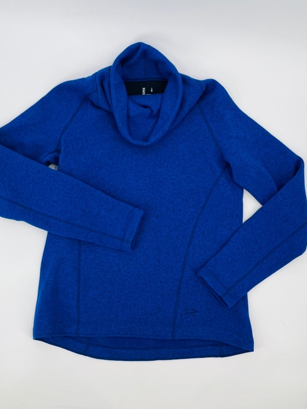Arcteryx Desira Cowl Neck Sweater L Relaxed Fit Royal Blue/Black Outdoor Hiking